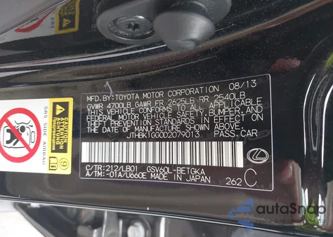 2013 Lexus Es 350 from USA, damaged, VIN JTHBK1GG0D2079013
